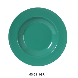 Yanco MS-5811GR Mile Stone Pasta Bowl, 16 Oz Capacity, 1.5" Height, 11" Diameter, Melamine, Green Color, Pack of 24