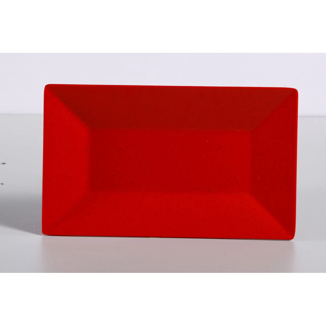 Yanco ME-210 Mexico Plate, Rectangular, 10" Length, 6" Width, Melamine, Red Color With Black Speckled, Pack of 24