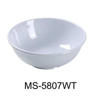 Yanco MS-5807WT Mile Stone Salad Bowl, 24 Oz Capacity, 2.5" Height, 7.25" Diameter, Melamine, White Color, Pack of 24