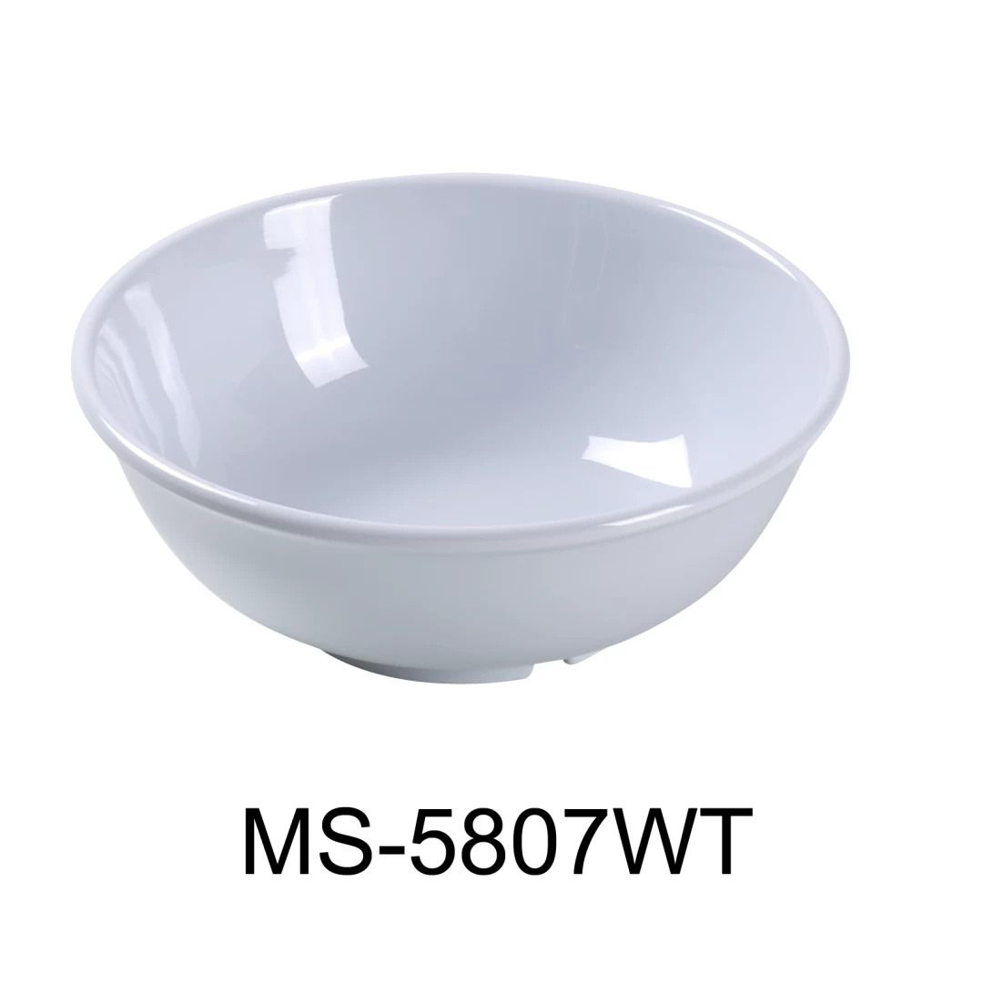 Yanco MS-5807WT Mile Stone Salad Bowl, 24 Oz Capacity, 2.5" Height, 7.25" Diameter, Melamine, White Color, Pack of 24