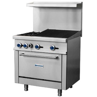 Standard Range SR-R36-24CB 36" Natural Gas Commercial Range with 2 Burner, 24" Charbroiler, 1 Oven - 163,000 BTU
