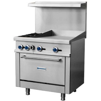 Standard Range SR-R36-24MG-LP 36" Liquid Propane Commercial Range with 2 Burner, 24" Griddle, 1 Oven - 153,000 BTU