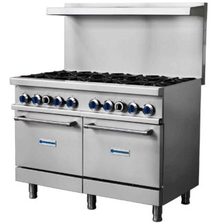 Standard Range SR-R48-LP 48" Liquid Propane Commercial Range with 8 Burner, 2 Oven - 306,000 BTU