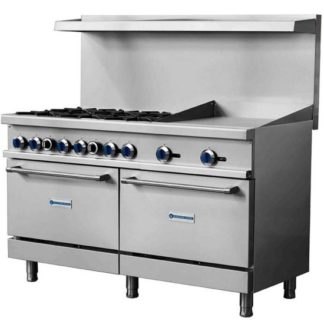 Standard Range SR-R60-24MG 60" Natural Gas Range with 24" Griddle, 6 Burners, 2 Ovens - 306,000 BTU