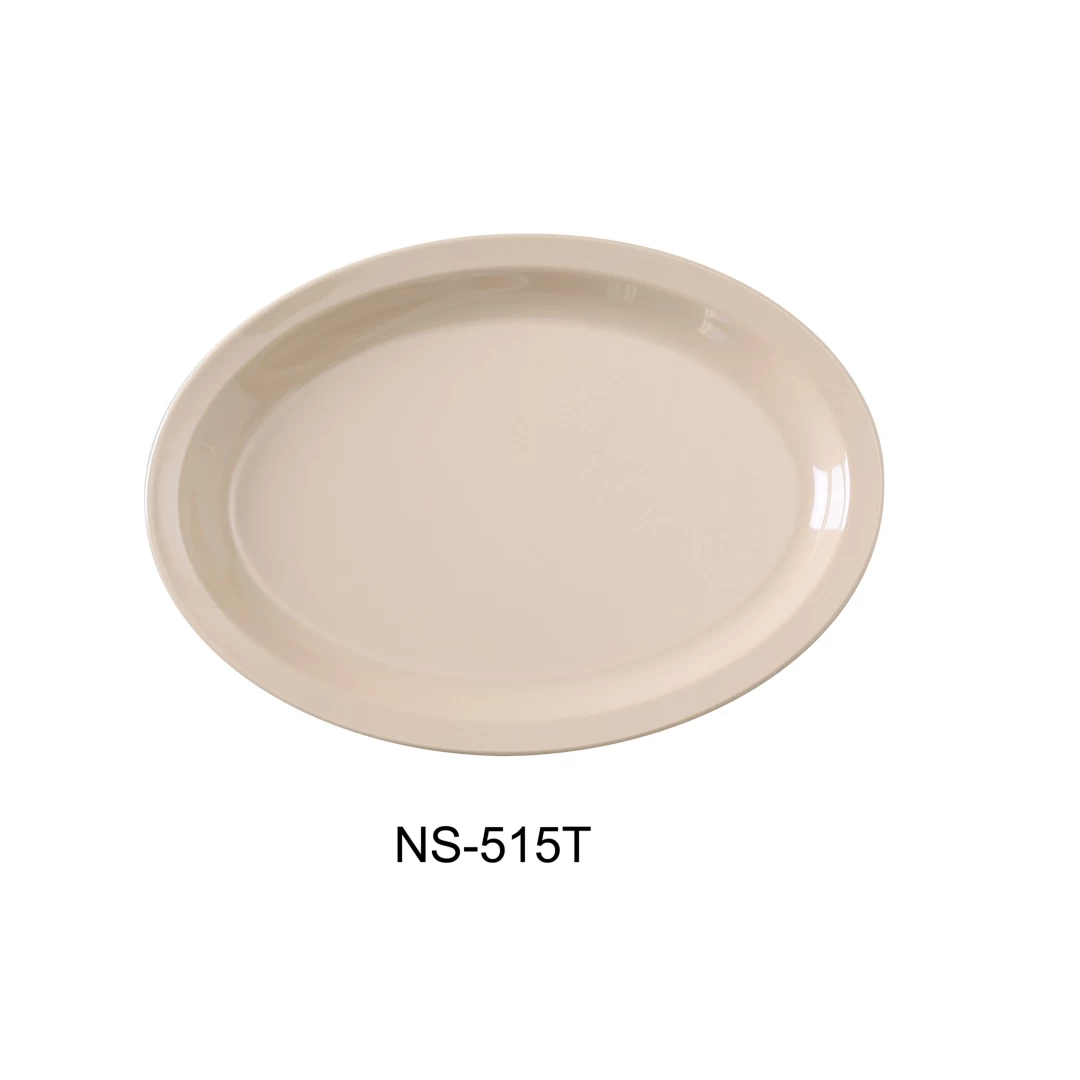 Yanco NS-515T Nessico Oval Platter With Narrow Rim, 13.25" Length, 9.5" Width, Melamine, Tan Color, Pack of 12
