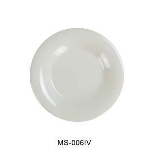 Yanco MS-006IV Mile Stone Wide Rim Round Plate, 6.5" Diameter, Melamine, Ivory Color, Pack of 48