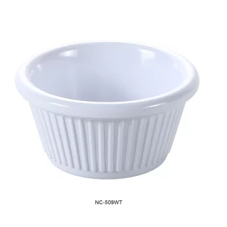 Yanco NC-509WT Fluted Ramekin, 2 Oz Capacity, 1.375" Height, 3" Diameter, Melamine, White Color, Pack of 72