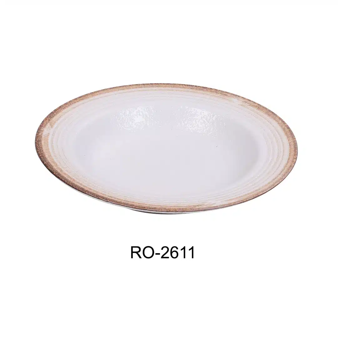 Yanco RO-2611 Rockeye-2 11" X 8" X 1 3/4" Pasta Bowl 16 Oz, Porcelain, Two-Tone, Pack of 12