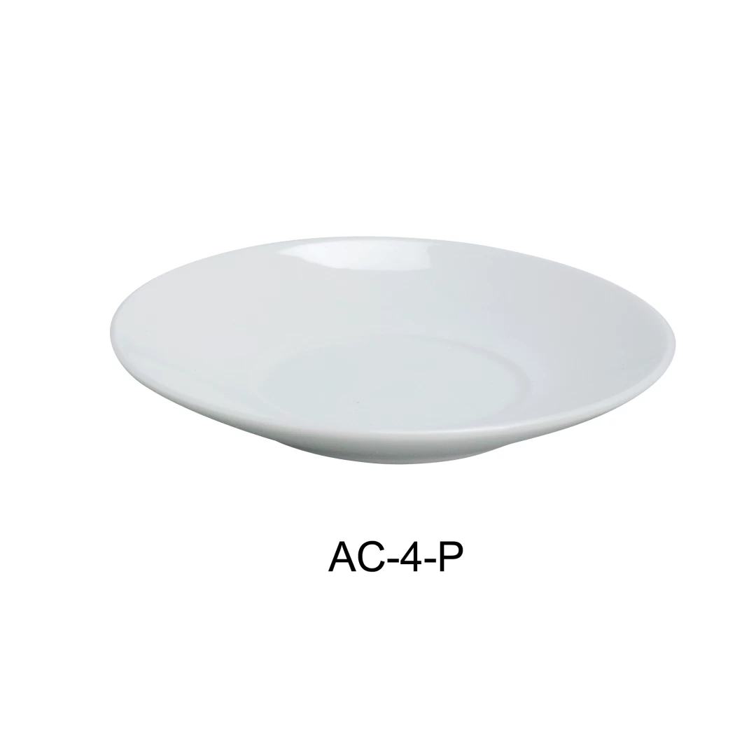 Yanco AC-4-P Abco 4" Saucer For Ac-3-P Espresso Cup, Porcelain, Super White, Pack of 36