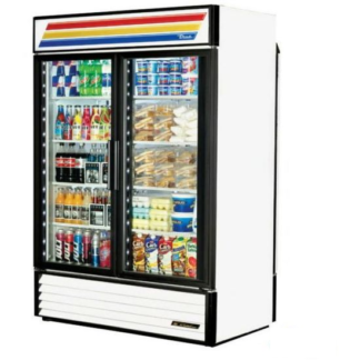 True GDM-49RL-HC~TSL01 55" Two Section Glass Door Merchandiser, (2) Left/Right Hinge Doors, 115v (White)