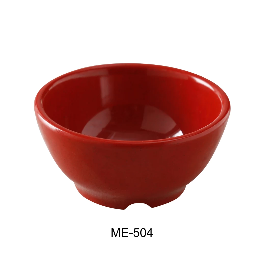 Yanco ME-504 Mexico Bowl, 10 Oz Capacity, 4.5" Diameter, 2" Height, Melamine, Red Color With Black Speckled, Pack of 48