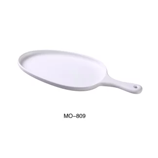 Yanco MO-809 Moderne 15 1/2" X 7 1/2" X 1 1/4" Pan Plate With Handle, Melamine, Matte Finish, Pack of 12