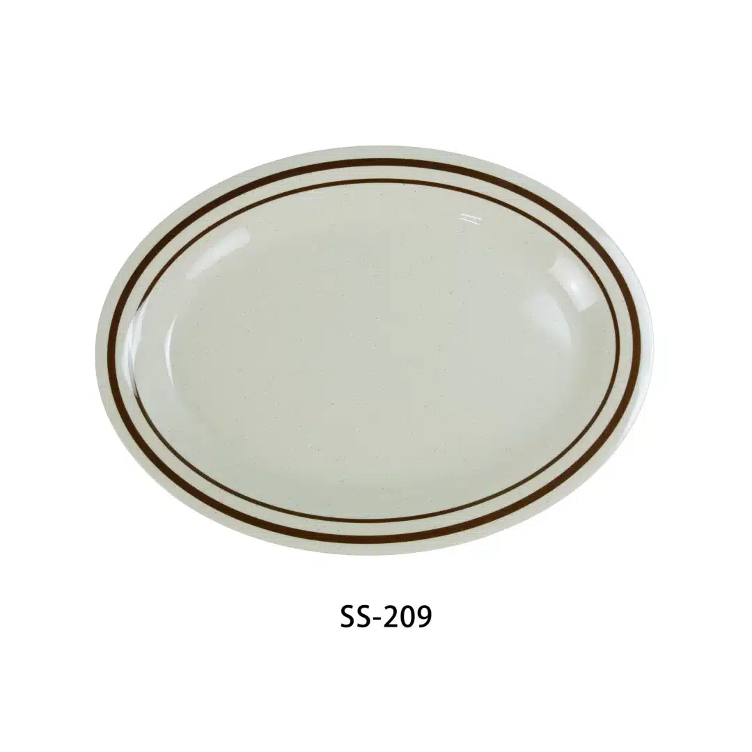 Yanco SS-209 Sesame Oval Platter, 9.5" Length, 7.25" Width, Melamine, Pack of 24
