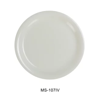 Yanco MS-107IV Mile Stone Narrow Rim Round Plate, 7.25" Diameter, Melamine, Ivory Color, Pack of 48
