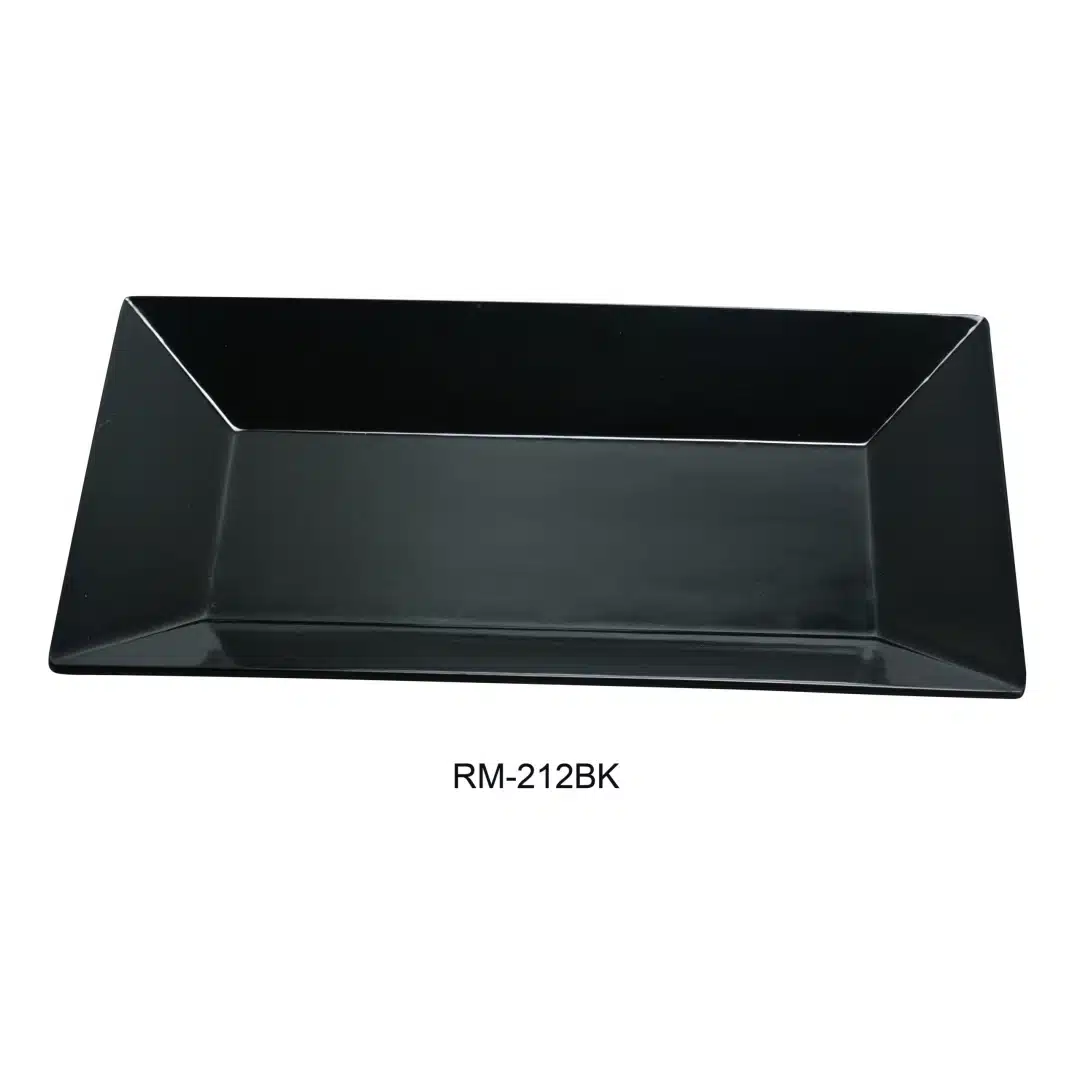 Yanco RM-212BK Rome Rectangular Plate, 12" Length, 7.5" Width, Melamine, Black Color, Pack of 24
