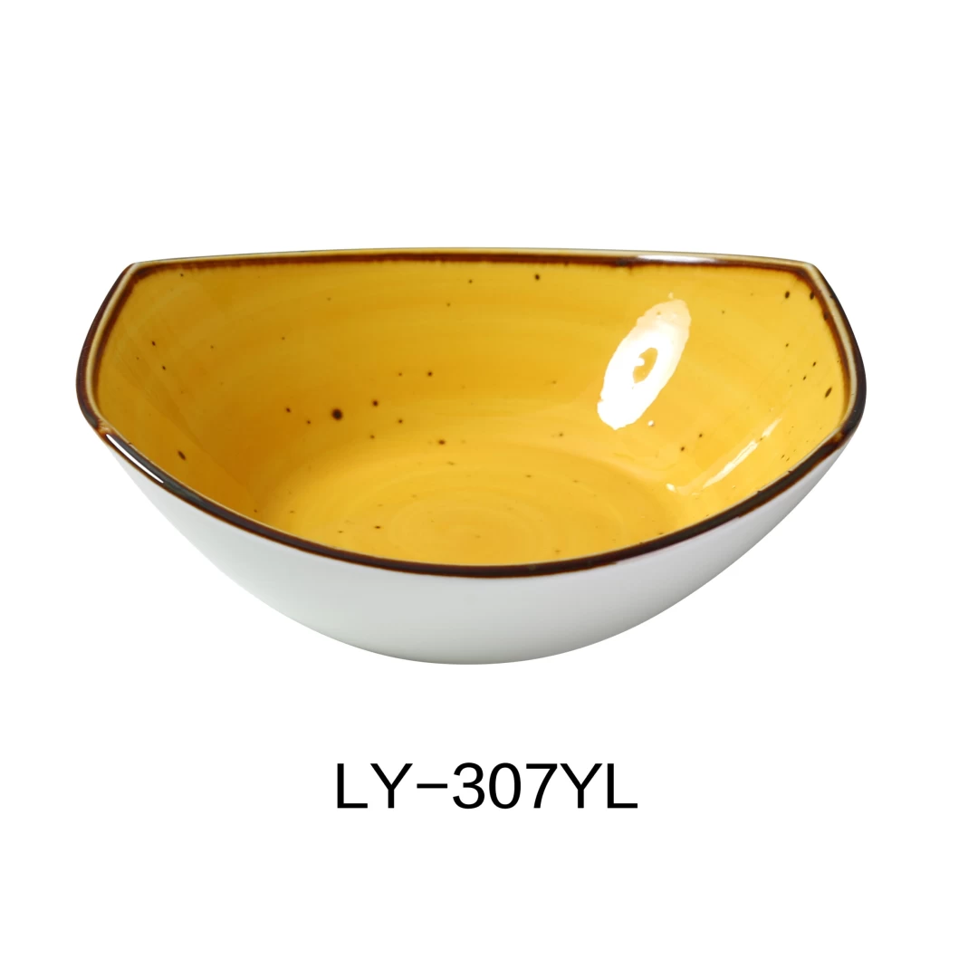 Yanco LY-307YL Lyon 7" Soup/Salad Plate 15 Oz, Reactive Glaze, Yellow Color, Pack of 36