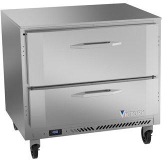 Victory Refrigeration VUFD36HC-2 36'' 1 Section Undercounter Freezer with Solid 2 Drawers and Front Breathing Compressor
