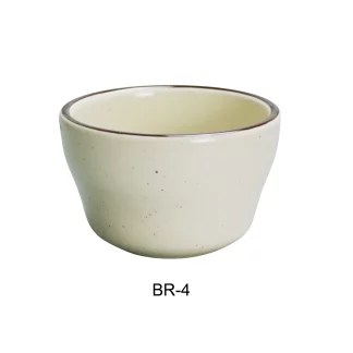Yanco BR-4 Brown Speckled Bouillon Bowl, 7.25 Oz Capacity, 4" Diameter, 2.25" Height, China, American White Color, Pack of 36