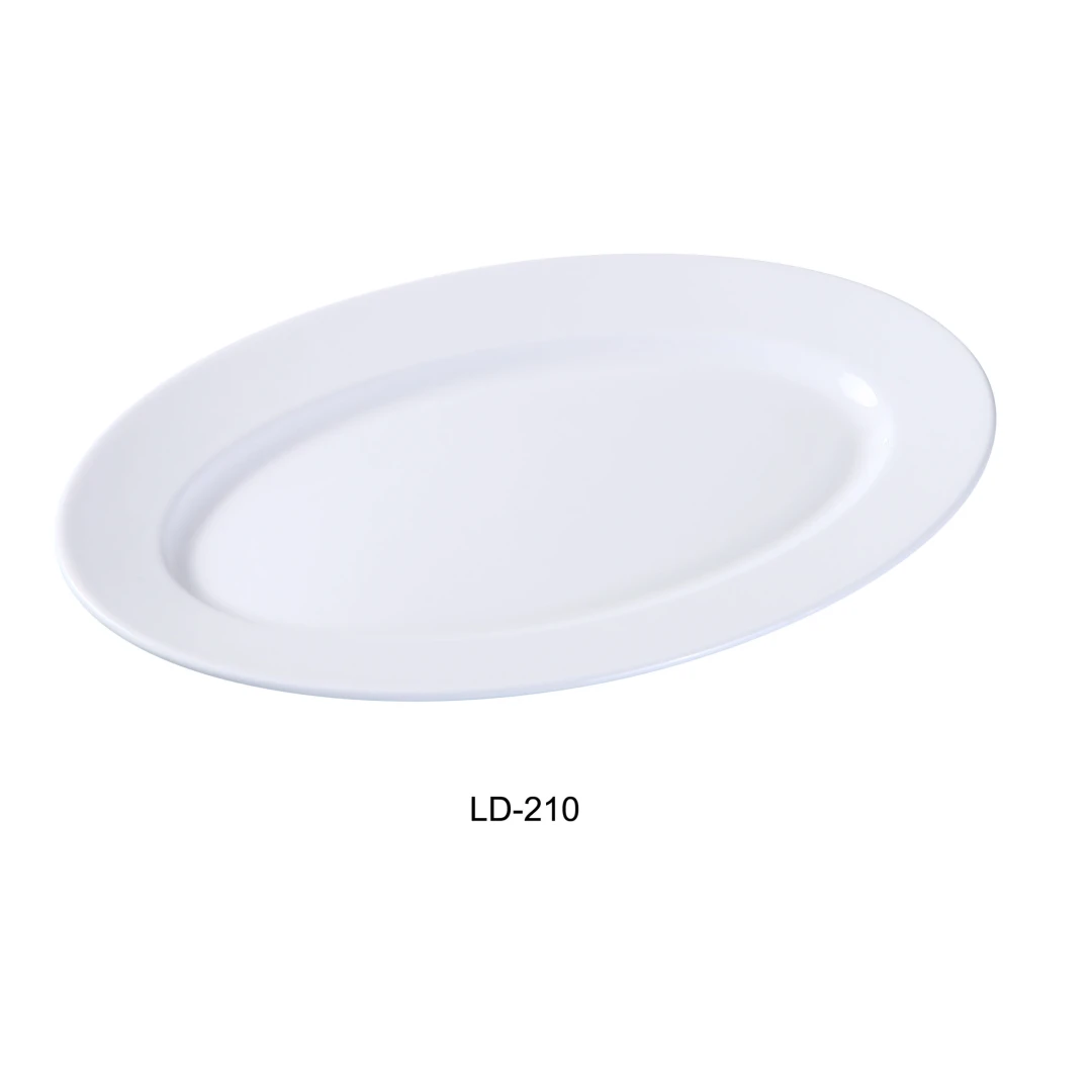 Yanco LD-210 Platter, 10" Length X 6.75" Width, Porcelain, Bone White, Pack of 24