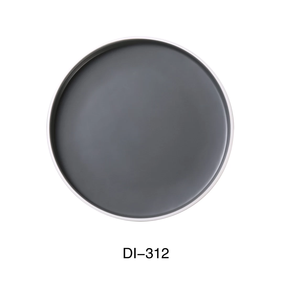 Yanco DI-312 Discover 12" X 1 1/8"H Round Plate, Melamine, Matte Finish, Pack of 12