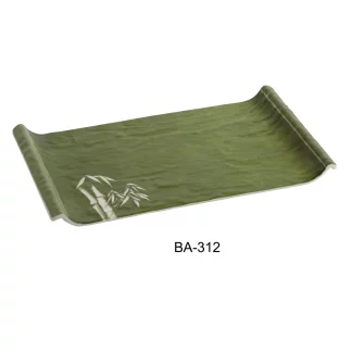 Yanco BA-312 Bamboo Style Collection, 12" X 6.75" Display Plate, 1" Height, Melamine, Pack of 12
