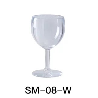 Yanco SM-08-W Stemware Wine Glass, 8 Oz Capacity, 3" Diameter, 5.5" Height, Plastic, Clear Color, Pack of 24