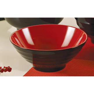 Yanco CR-576 Black And Red Two-Tone Noodle Bowl, 36 Oz Capacity, 2.75" Height, 7.75" Diameter, Melamine, Black/Red Color, Pack of 24