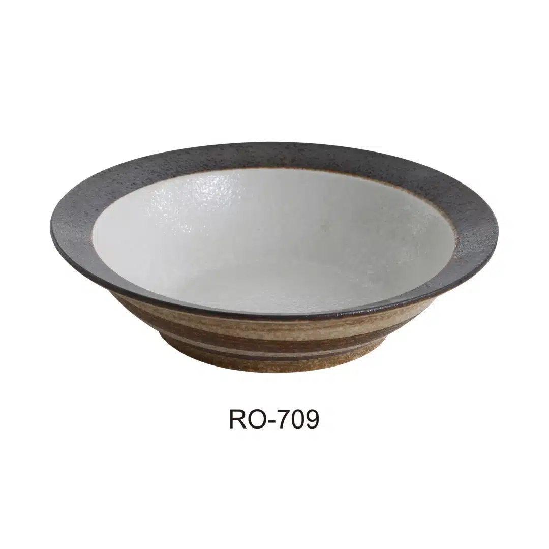 Yanco RO-709 Rockeye Collection, 9" Rim Bowl, 24 Oz, 2.25" Height, China, Two-Tone, Pack of 12