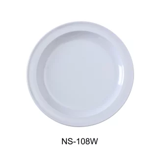 Yanco NS-108W Nessico Round Dinner Plate, 8" Diameter, Melamine, White Color, Pack of 48