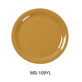 Yanco MS-109YL Mile Stone Narrow Rim Round Plate, 9" Diameter, Melamine, Yellow Color, Pack of 24
