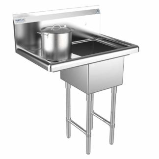 Prepline XS1C-1416-L 28" Stainless Steel One Compartment Commercial Sink with Left Drainboard - 14" x 16" Bowl