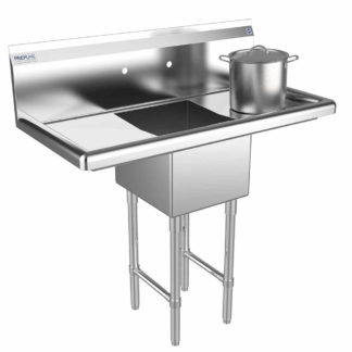Prepline XS1C-1416-LR 38" Stainless Steel One Compartment Commercial Sink with Left and Right Drainboard - 14" x 16" Bowl