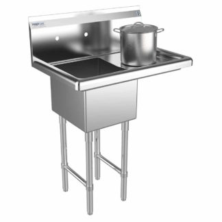 Prepline XS1C-1416-R 28" Stainless Steel One Compartment Commercial Sink with Right Drainboard - 14" x 16" Bowl