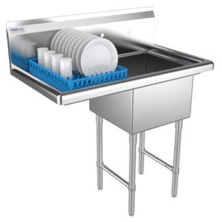 Prepline XS1C-1818-L 38" Stainless Steel One Compartment Commercial Sink with Left Drainboard - 18" x 18" Bowl