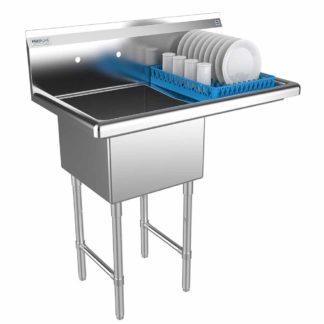 Prepline XS1C-1818-R 38" Stainless Steel One Compartment Commercial Sink with Right Drainboard - 18" x 18" Bowl