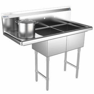Prepline XS2C-1818 42" Stainless Steel Two Compartment Commercial Sink - 18" x 18" Bowls