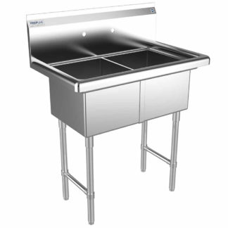 Prepline XS2C-1416 33" Stainless Steel Two Compartment Commercial Sink - 14" x 16" Bowls
