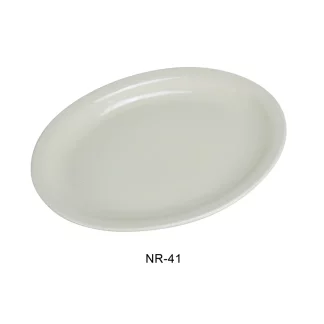 Yanco NR-41 Normandy Platter, Narrow Rim, 8.625" Length, 6.25" With, China, American White Color, Pack of 24