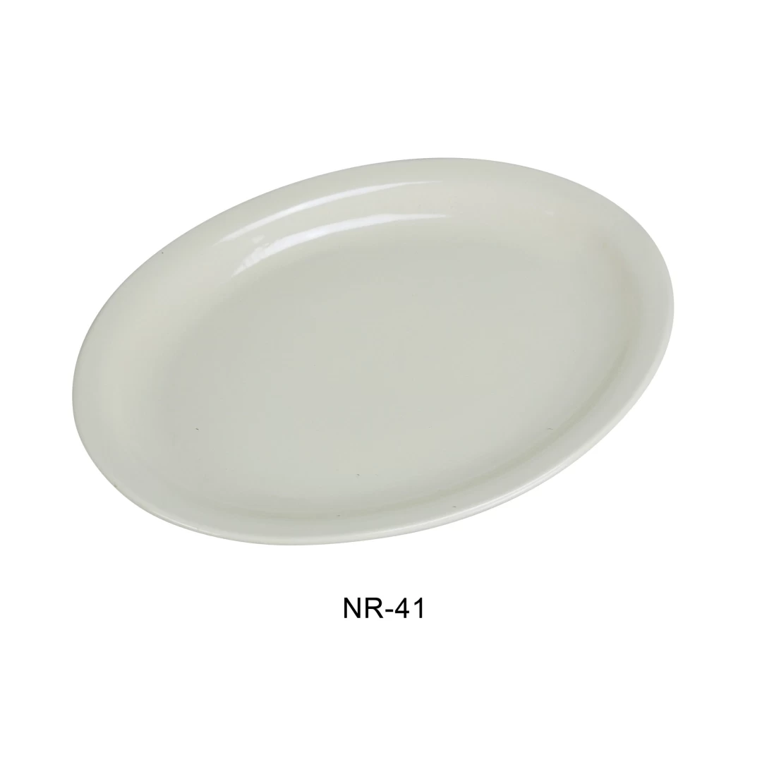 Yanco NR-41 Normandy Platter, Narrow Rim, 8.625" Length, 6.25" With, China, American White Color, Pack of 24