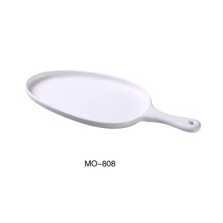 Yanco MO-808 Moderne 14 1/2" X 6 1/2" X 1" Pan Plate With Handle, Melamine, Matte Finish, Pack of 12