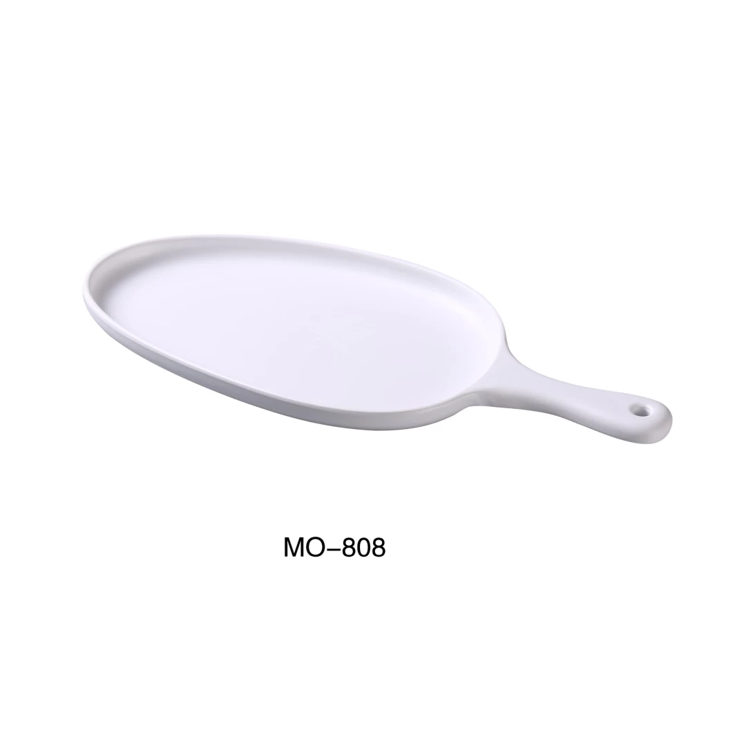 Yanco MO-808 Moderne 14 1/2" X 6 1/2" X 1" Pan Plate With Handle, Melamine, Matte Finish, Pack of 12