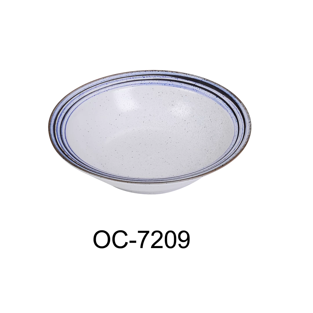 Yanco OC-7209 Ocean 9" X 2 1/2"H Rim Bowl 24 Oz, Porcelain, Pack of 12
