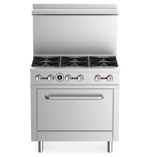 Prepline ENR6B36N 36" 6 Burner Commercial Gas Range with Oven - Natural Gas